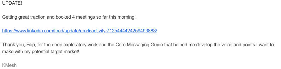 From Karen "KMesh" Meshkov Karen Meshkov's Review Of Filip's Work