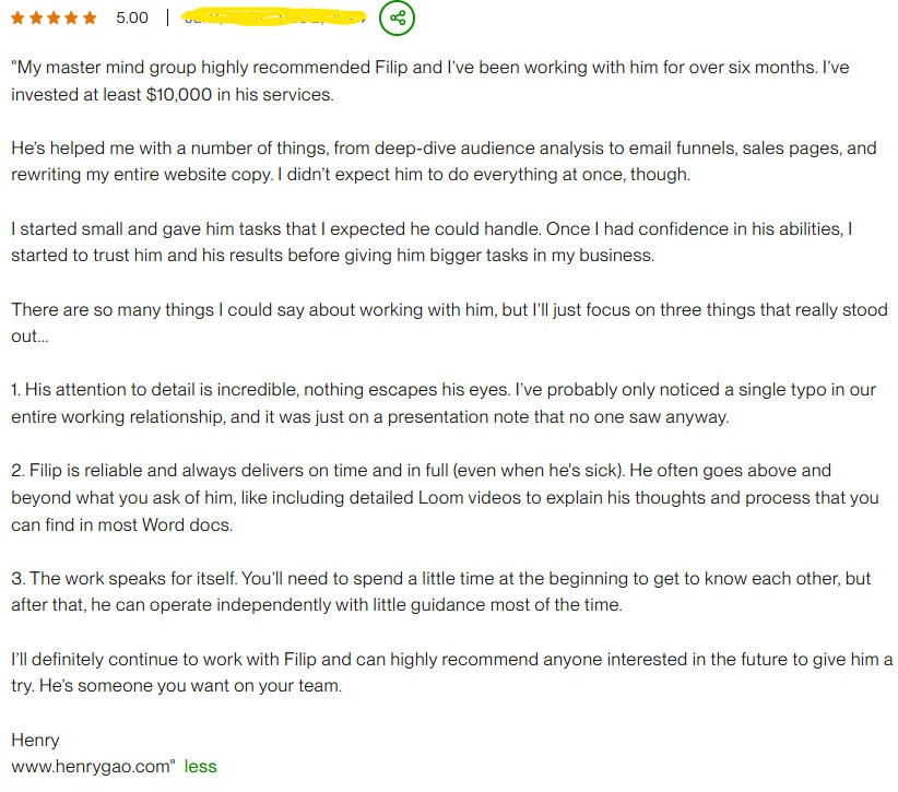 From Henry Gao Henry Gao's Review Of Filip's Work