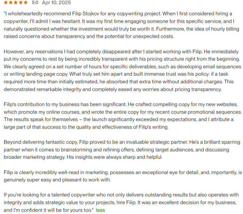 From Eli Gauthier Eli Gauthier's Review Of Filip's Work