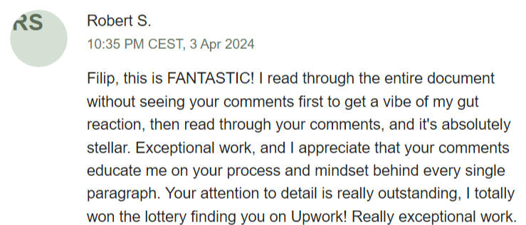 From Robert Stein Robert Stein's Review Of Filip's Work