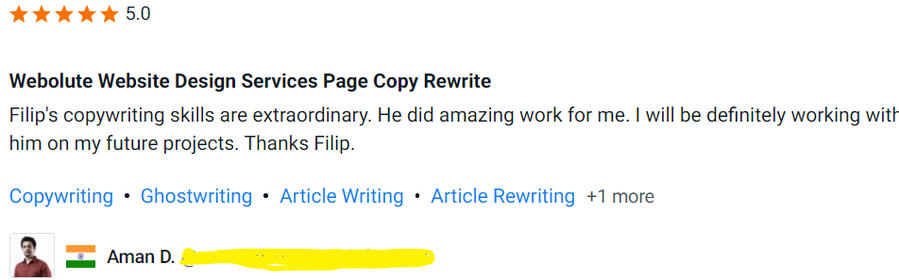 From Aman Dhanda Aman Dhanda's Review Of Filip's Work